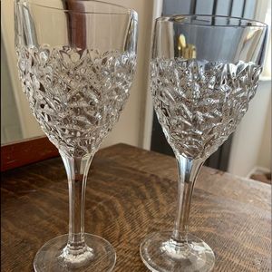 Polish crystal rain drop design wine glasses with multi  faceted stems